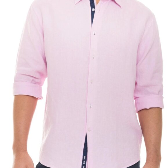 Le Club Original Peter Linen Shirt XL Pink, Aqua and Navy (3) - Picture 9 of 15